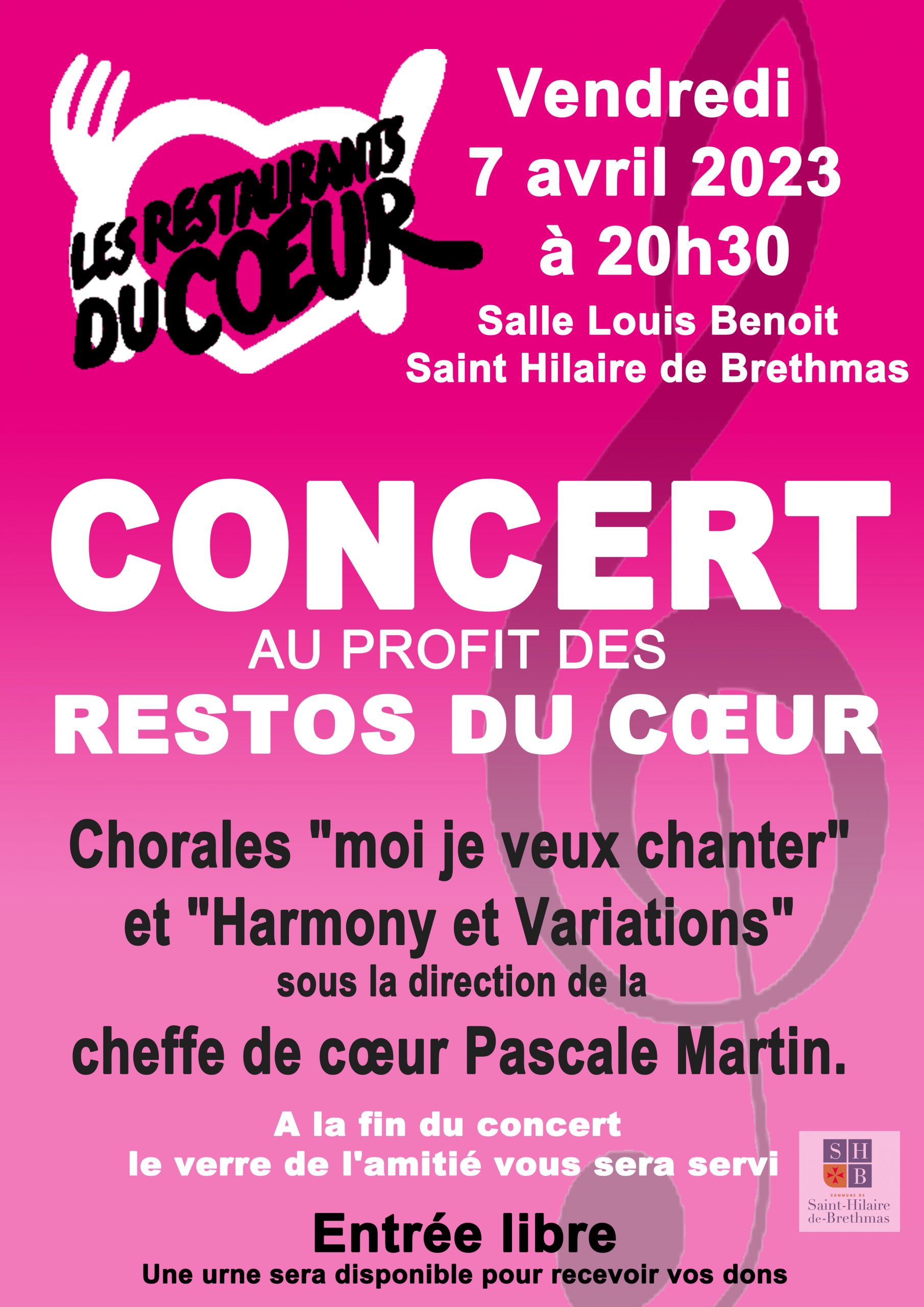 Concert chorales en faveur des Restos du Cœur Mairie de Saint Hilaire