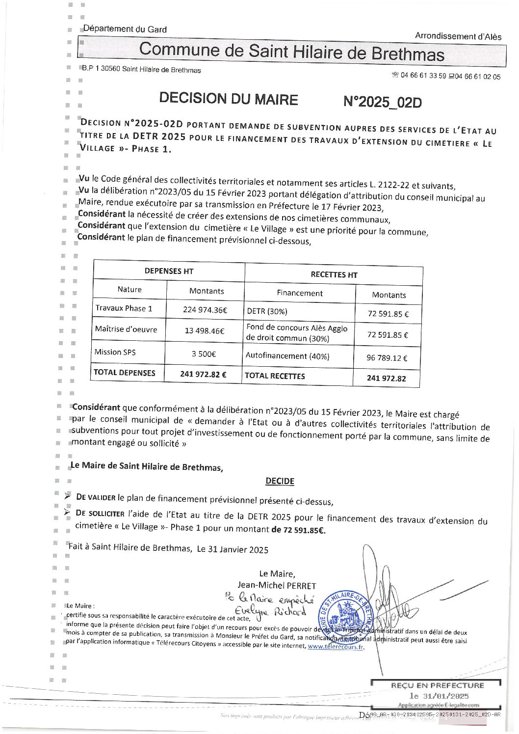 Aperçu du fichier 2025_02D Demande de subvention au titre de la DETR 2025- Travaux d&rsquo;extension du cimetière -Phase 1 