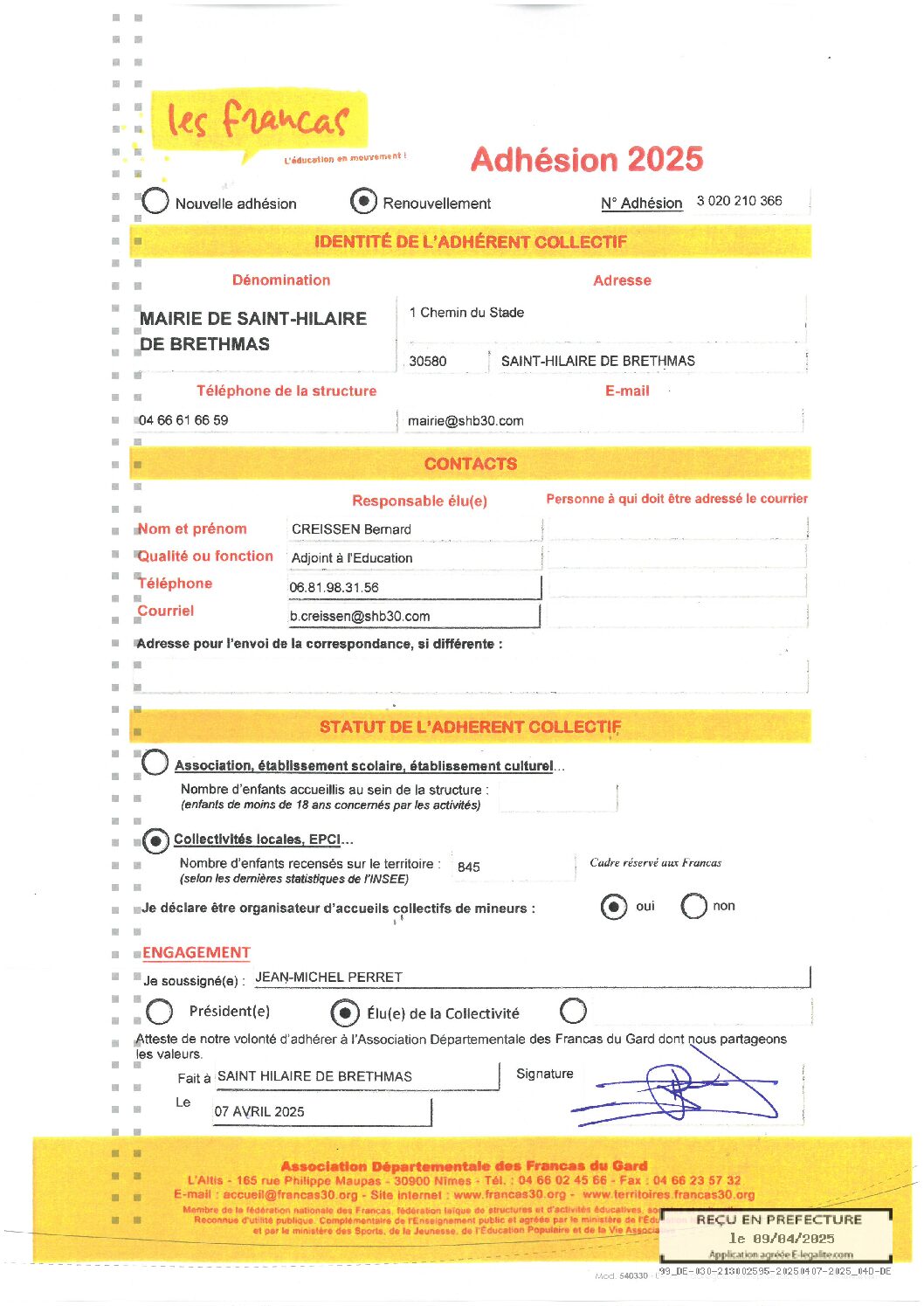 Aperçu du fichier Annexe LES FRANCS Adhésion 2025 