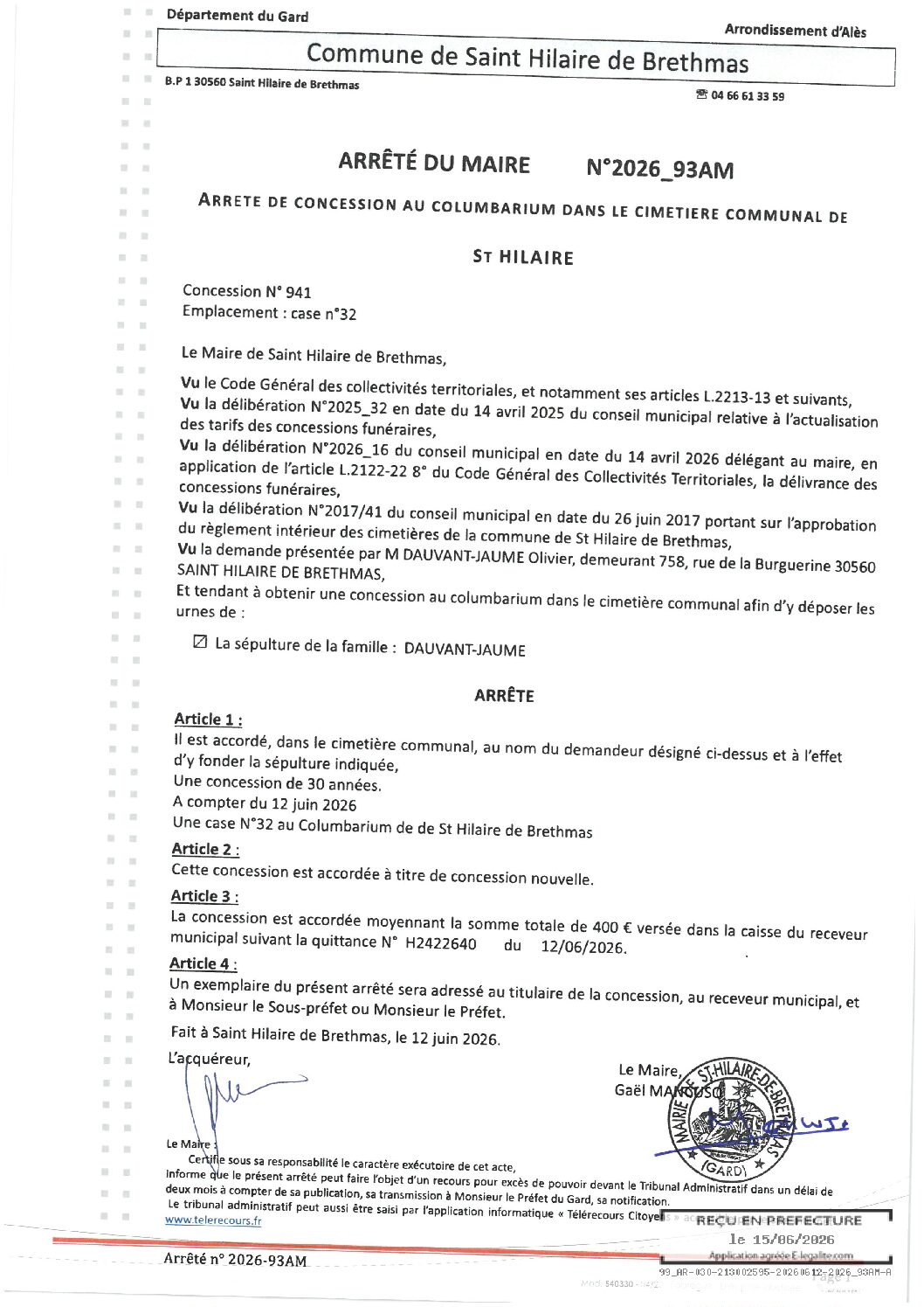 Aperçu du fichier 2026_93AM Concession columbarium cimetière St Hilaire N°941 
